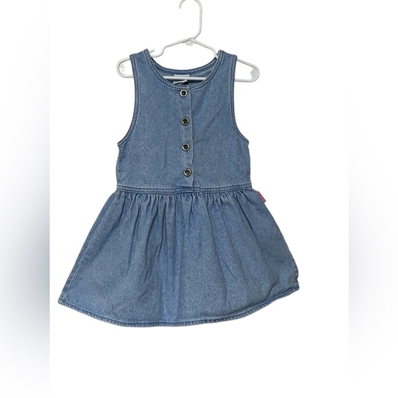 Vintage Oshkosh B’Gosh size 4 toddler Denim Jean Jumper USA made Pink Label - Picture 2 of 7